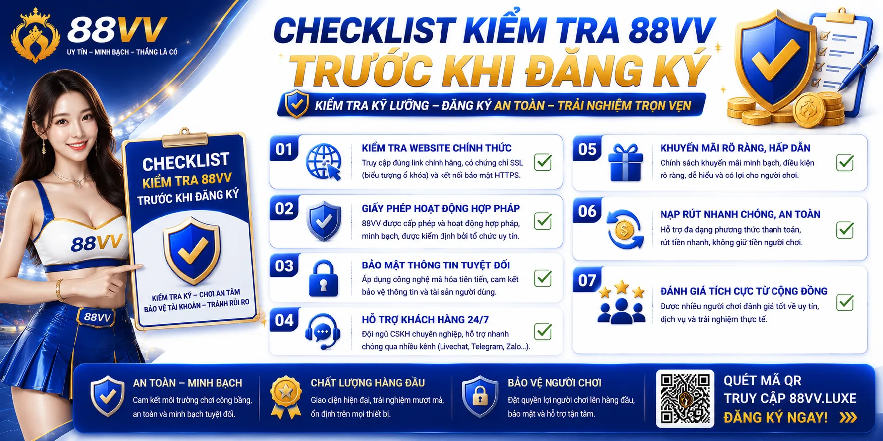 88VV Có Uy Tín Không? 7 Tiêu Chí Để Kiểm Chứng 2 Checklist kiểm tra 88VV trước khi đăng ký